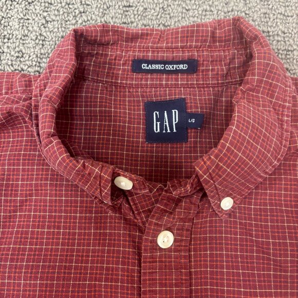 Vintage Gap Shirt Cotton Poplin Long Sleeve Collar Gingham Plaid Classic Oxford - Picture 7 of 10